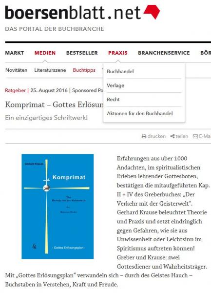 Komprimat zu "Der Verkehr mit der Geisterwelt (Gottes)"
